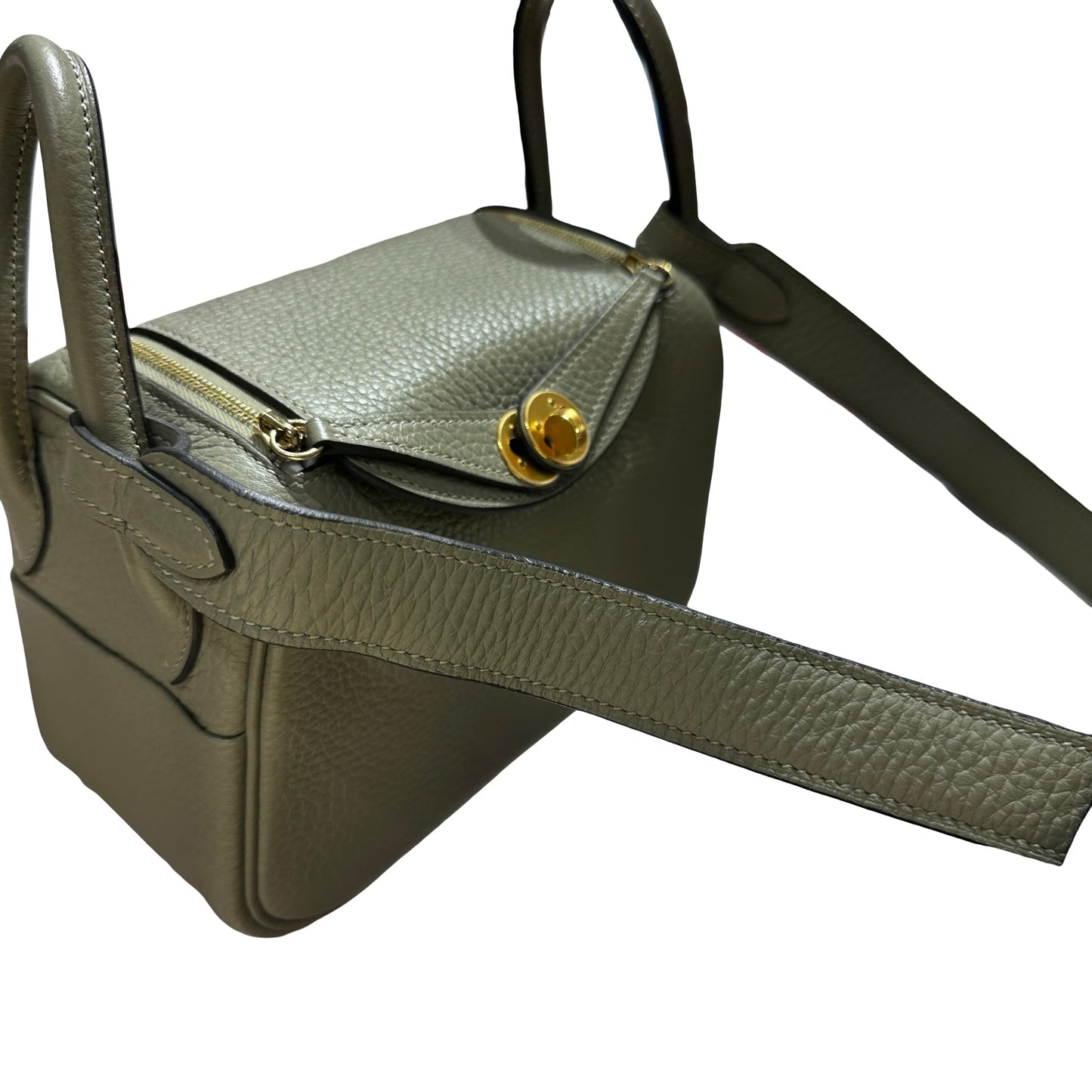 Used Hermès Mini Lindy Cross Body Bag Green GHW