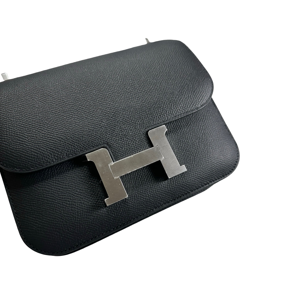 Brand New HERMES Epsom Constance Crossbody Bag Black Silver