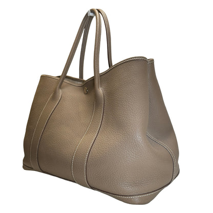 Used HERMES Negonda Leather Garden Party Tote Bag Etoupe