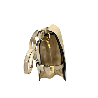 Used PRADA Lambskin Leather Shoulder Bag Beige