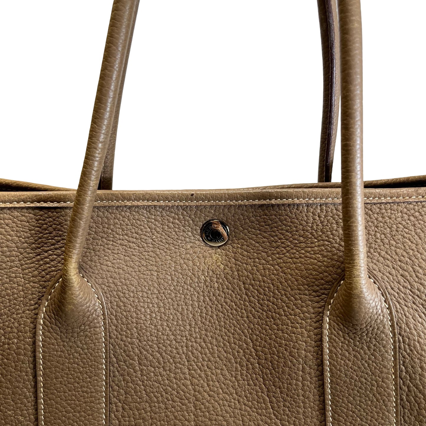 Used HERMES Negonda Leather Garden Party Tote Bag Etoupe