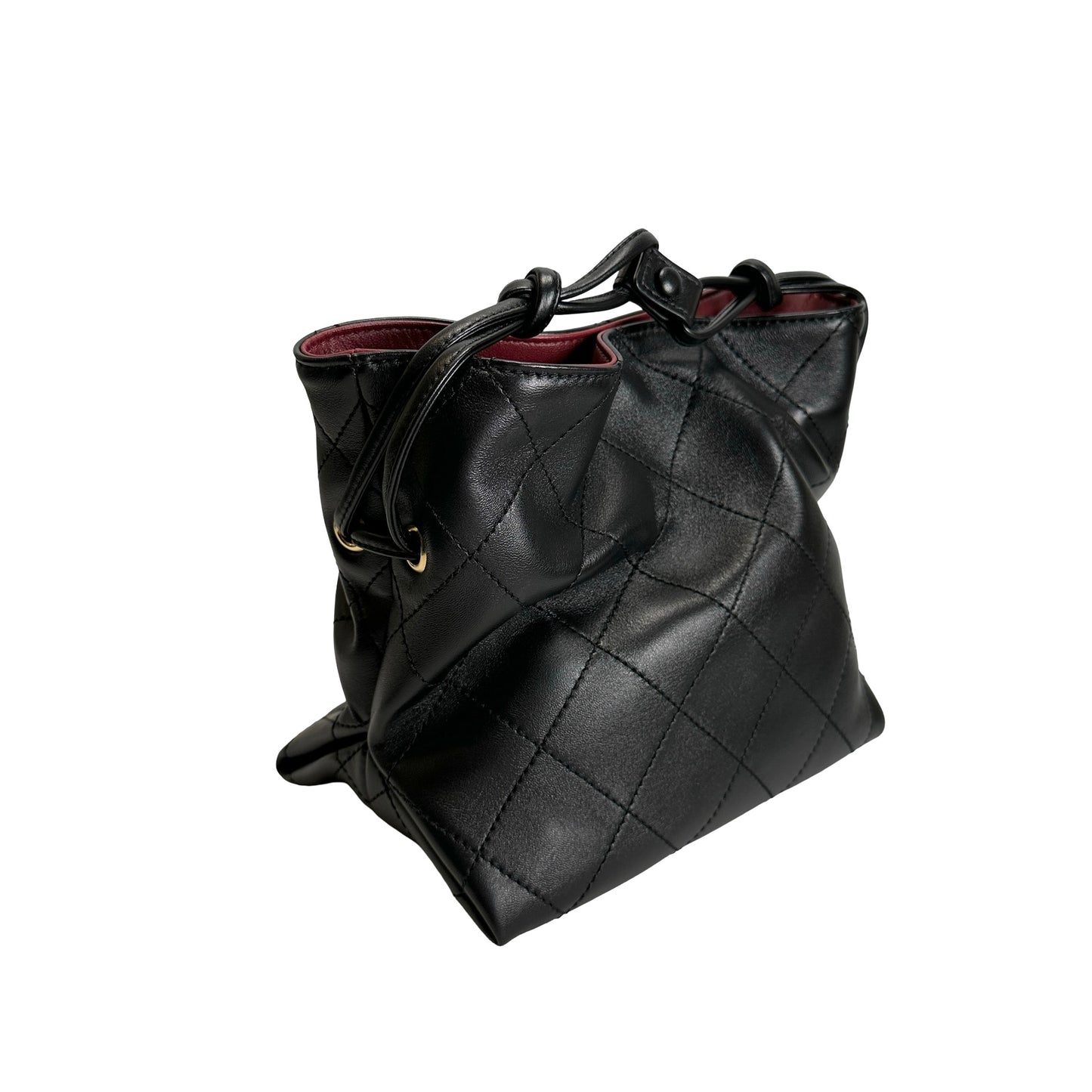 Brand New CHANEL Quilted Leather Gabrielle Hobo Bucket Bag Black Gold
