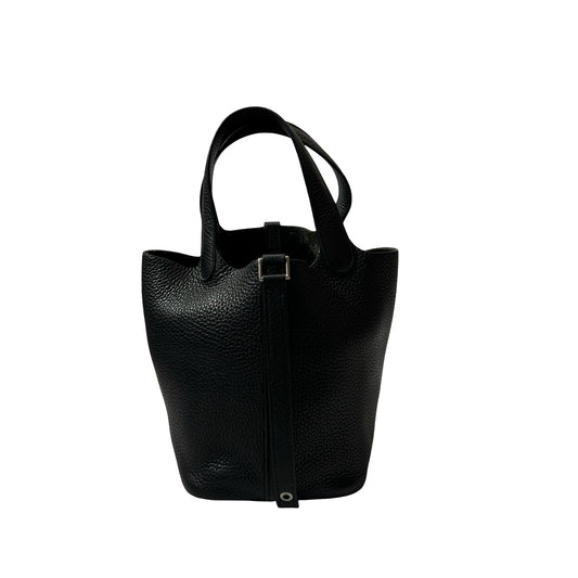 Used HERMÈS Picotin 18 Bucket Bag Black PHW