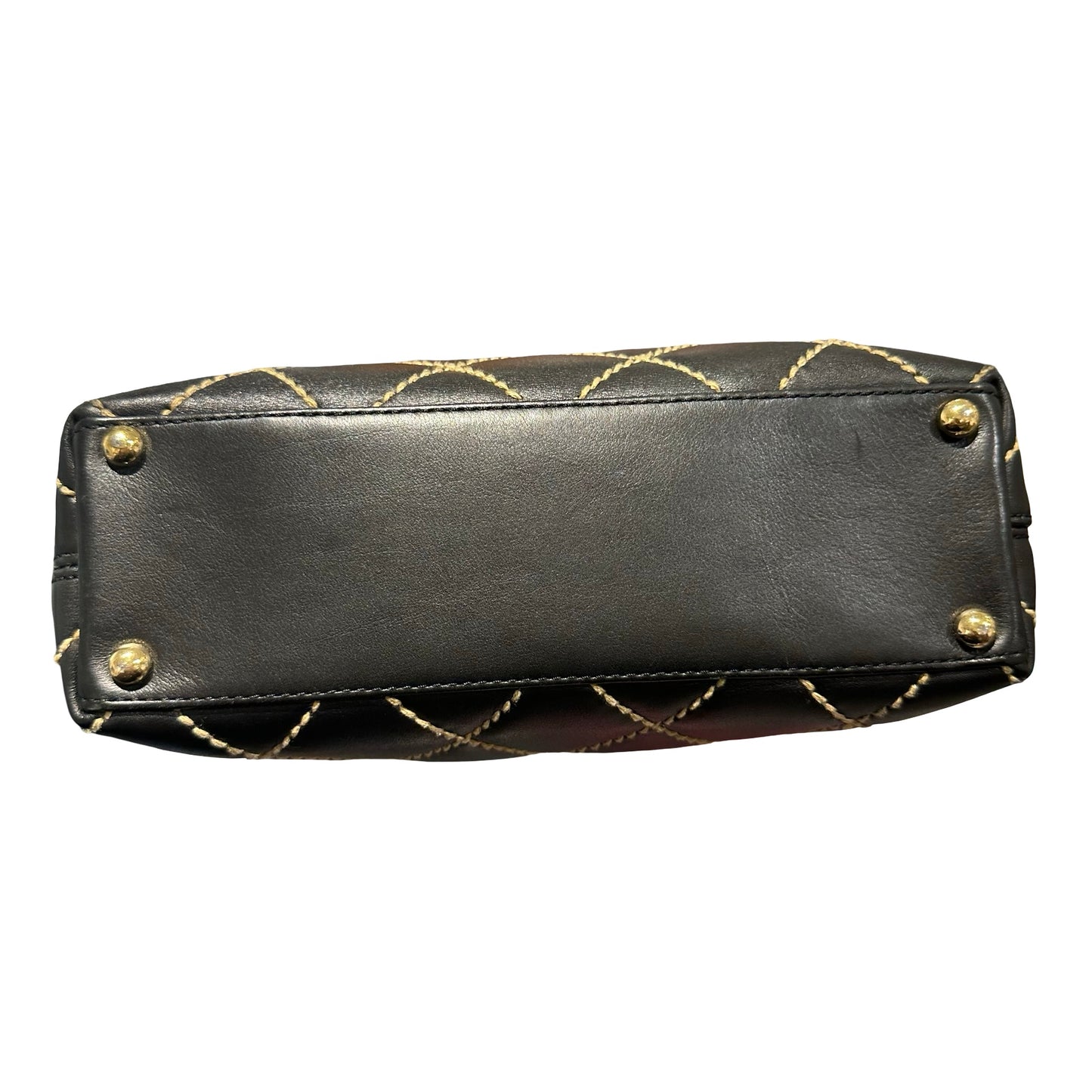 Used CHANEL Lambskin Leather Vintage Black GHW Handbag Black
