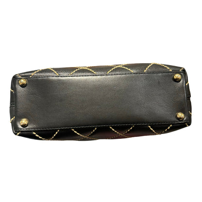 Used CHANEL Lambskin Leather Vintage Black GHW Handbag Black