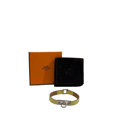Used HERMÈS Leather Rivale Mini BRACELET Yellow