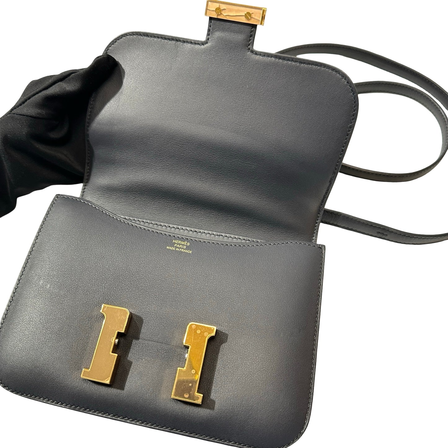 Used HERMÈS Mini Constance Shoulder Bag Bleu indigo GHW