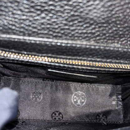 Used TORY BURCH Calfskin Leather Chain Shoulder Shoulder Bag Black GHW