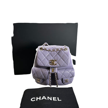 Used CHANEL Quilted Caviar Duma Backpack Purple Gold