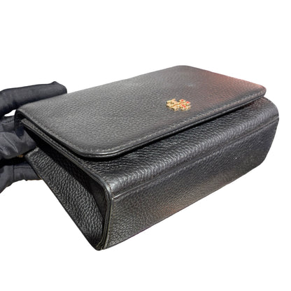 Used TORY BURCH Calfskin Leather Chain Shoulder Shoulder Bag Black GHW