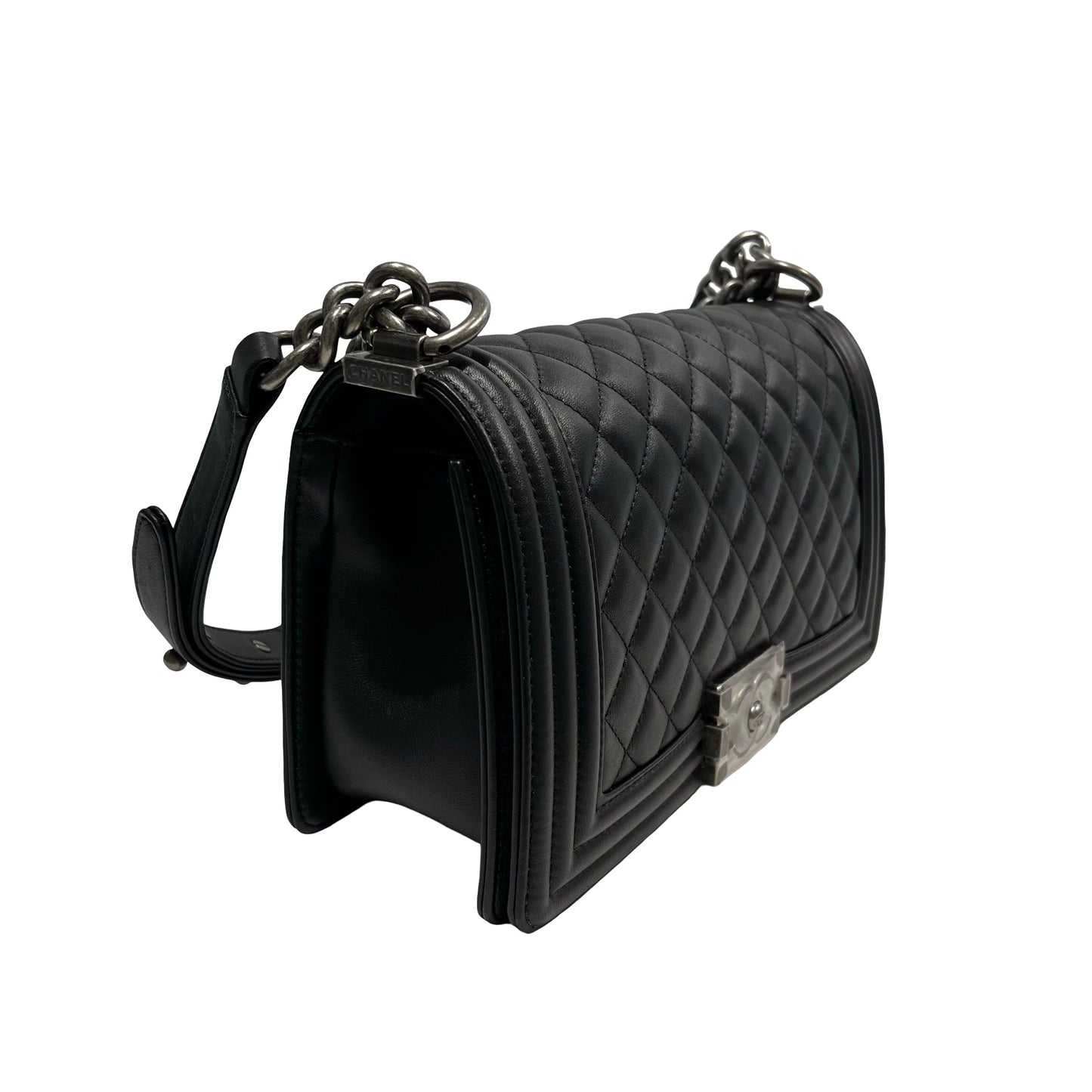 Brand New CHANEL Lambskin Boy Chain shoulder bag Black PHW