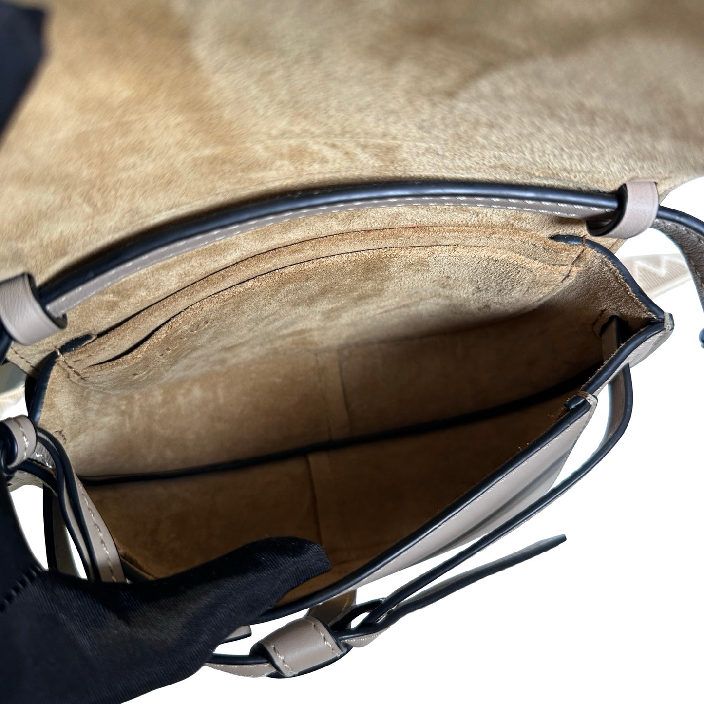 Used LOEWE Calfskin Gate Dual Crossbody Bag Taupe