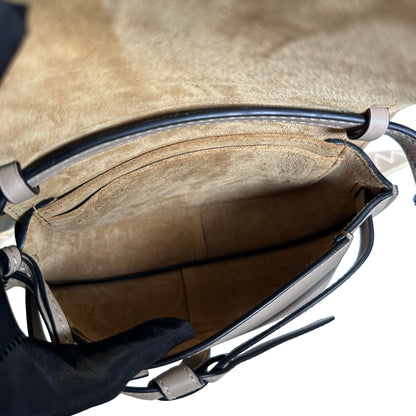 Used LOEWE Calfskin Gate Dual Crossbody Bag Taupe