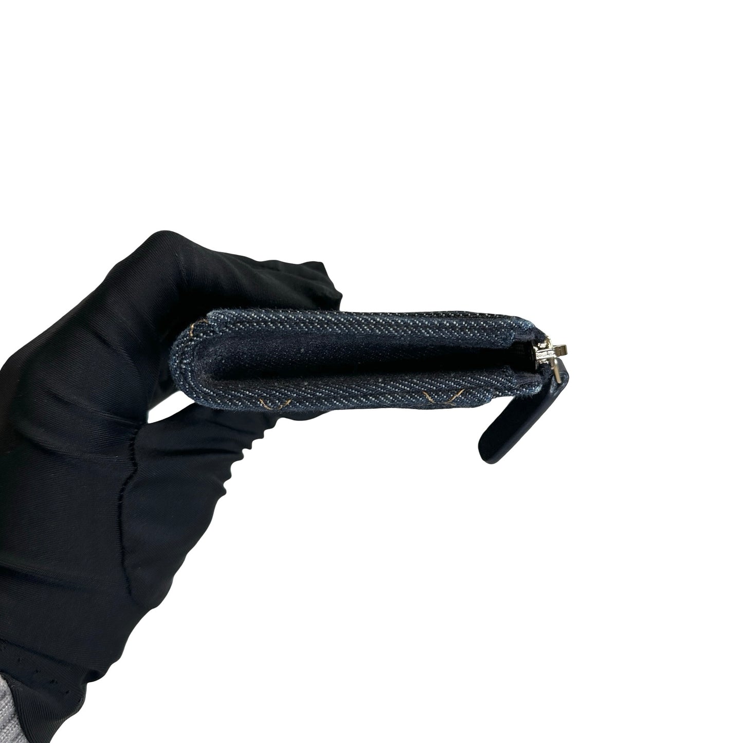 Used CHANEL Quilted Denim Denim Quilted Wallet Pouch Blue