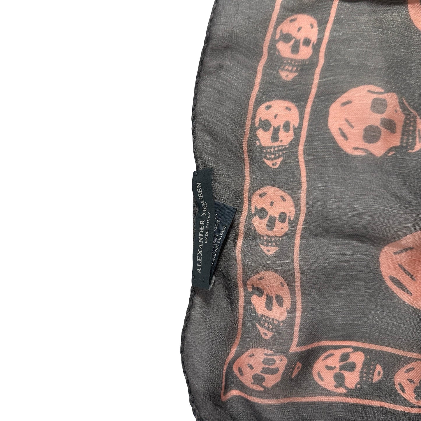 Used ALEXANDER MCQUEEN Silk Skull scarf Scarf Grey pink