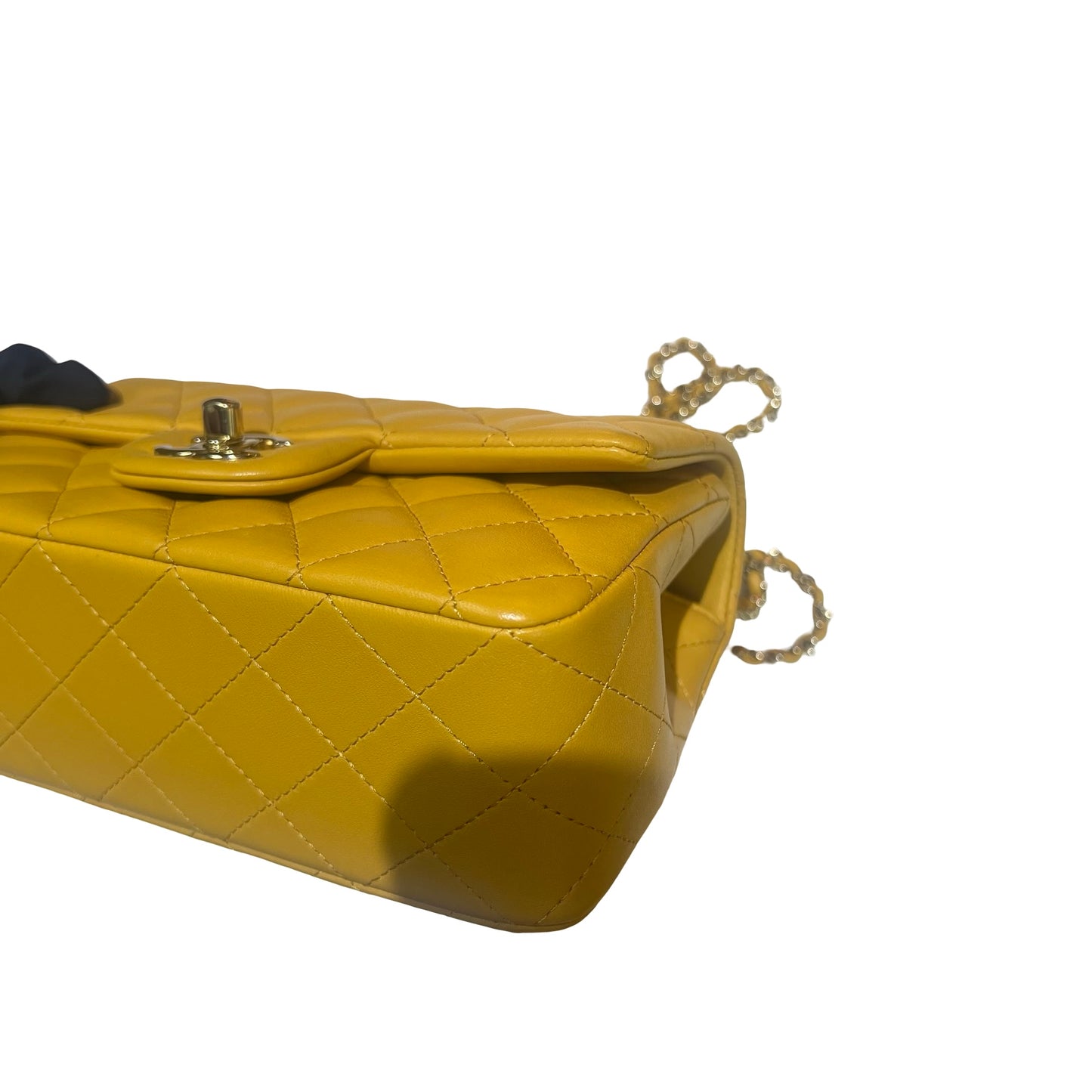 Used Chanel Mini CF 20 With Top Handle Shoulder Bag Yellow GHW