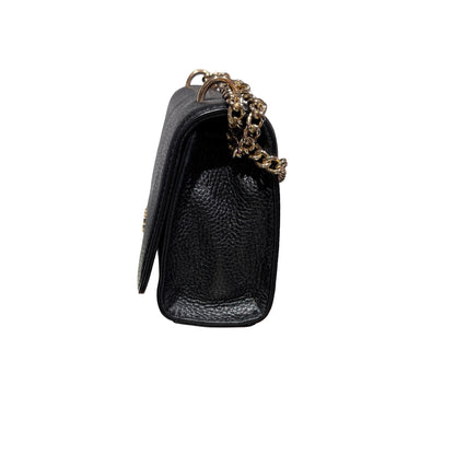 Used TORY BURCH Calfskin Leather Chain Shoulder Shoulder Bag Black GHW