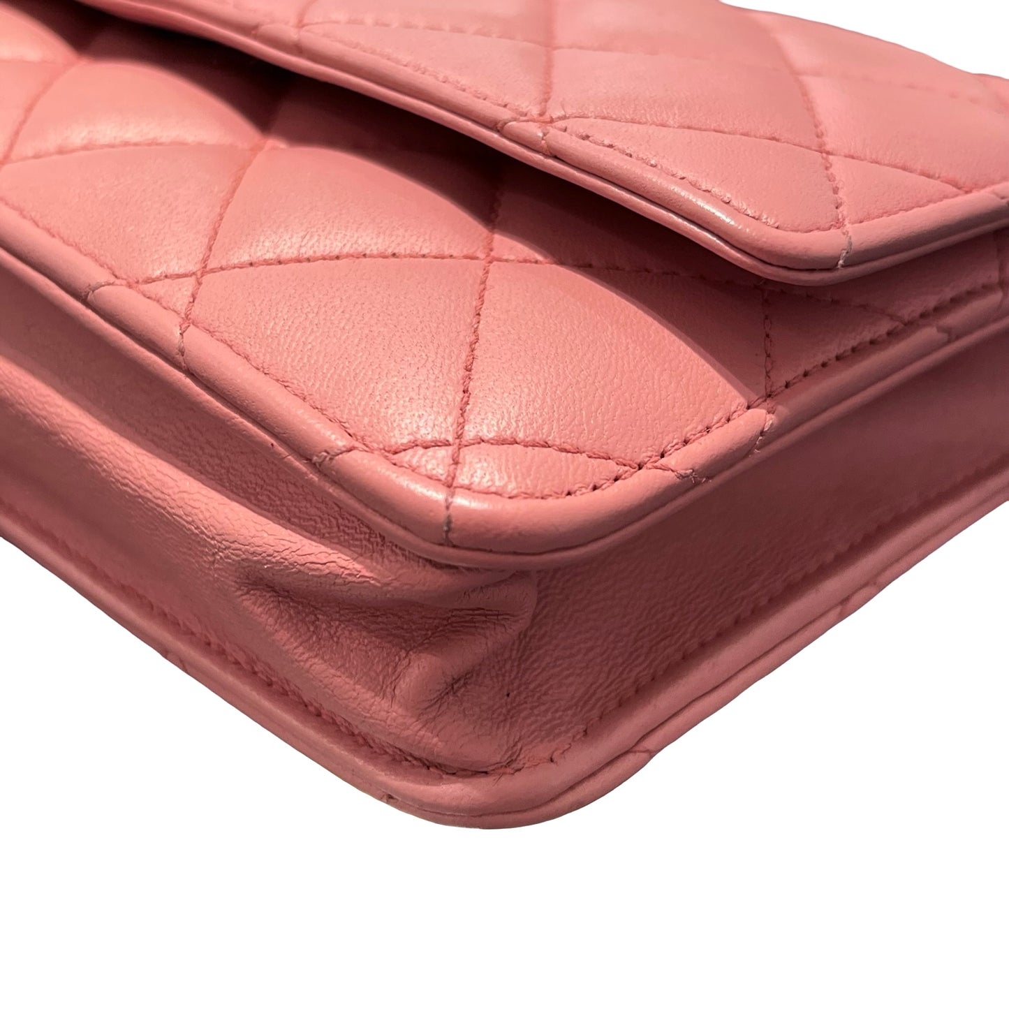 Used CHANEL Lambskin WOC Shoulder Bag Pink PHW
