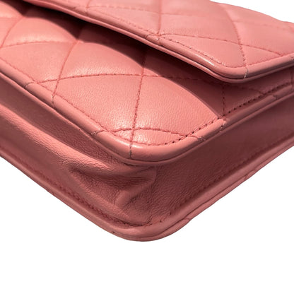 Used CHANEL Lambskin WOC Shoulder Bag Pink PHW