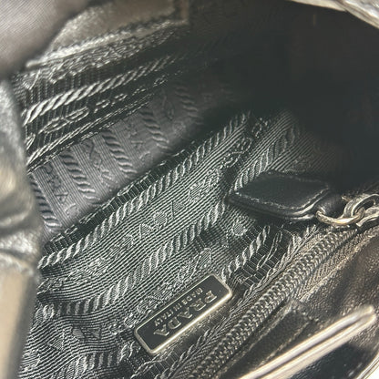 Used PRADA Leather Shoulder Bag Handbag Black