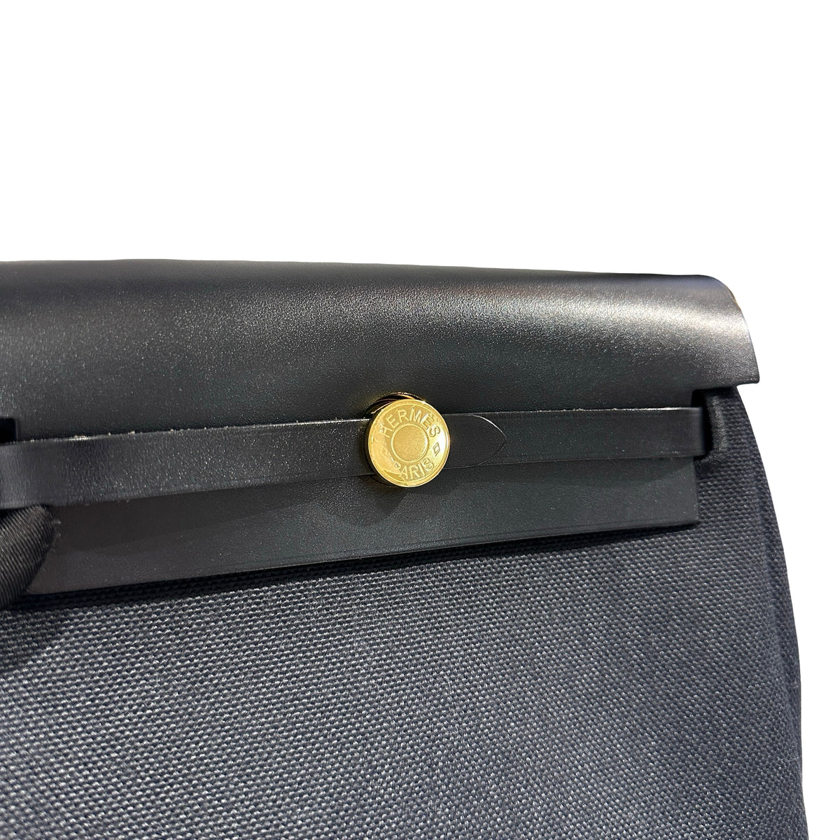 Used HERMES Canvas Leather Mini Herbag Handbag Black GHW