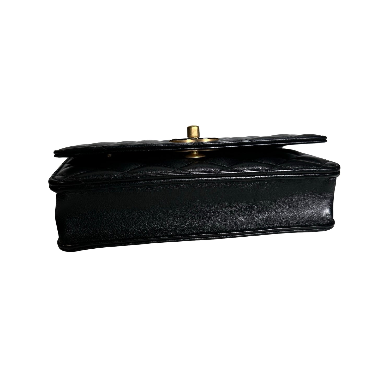 Used CHANEL Quilted Lambskin Wallet on chain Wallet on chain Black GHW