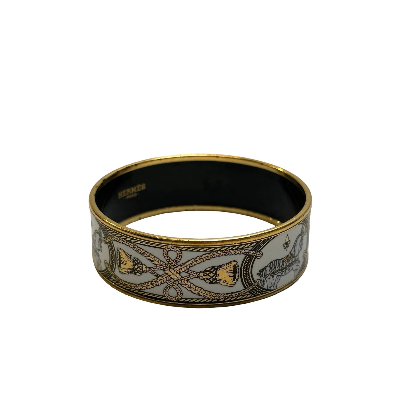 Used HERMES Enamel Enamel Bangle BRACELET Gold White