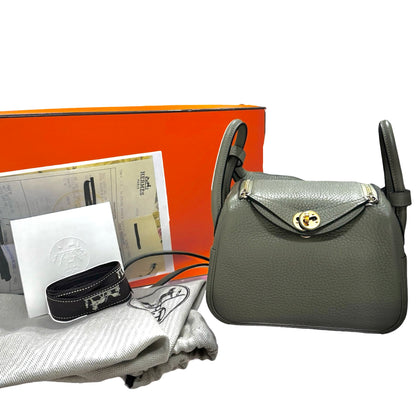 Used Hermès Mini Lindy Cross Body Bag Green GHW