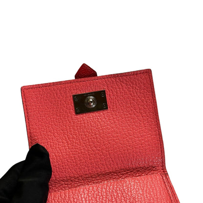 Used HERMES Leather Bearn Wallet Pink Red