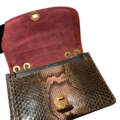 Used MARC JACOBS Snake Skin Chain Shoulder Shoulder Bag Brown