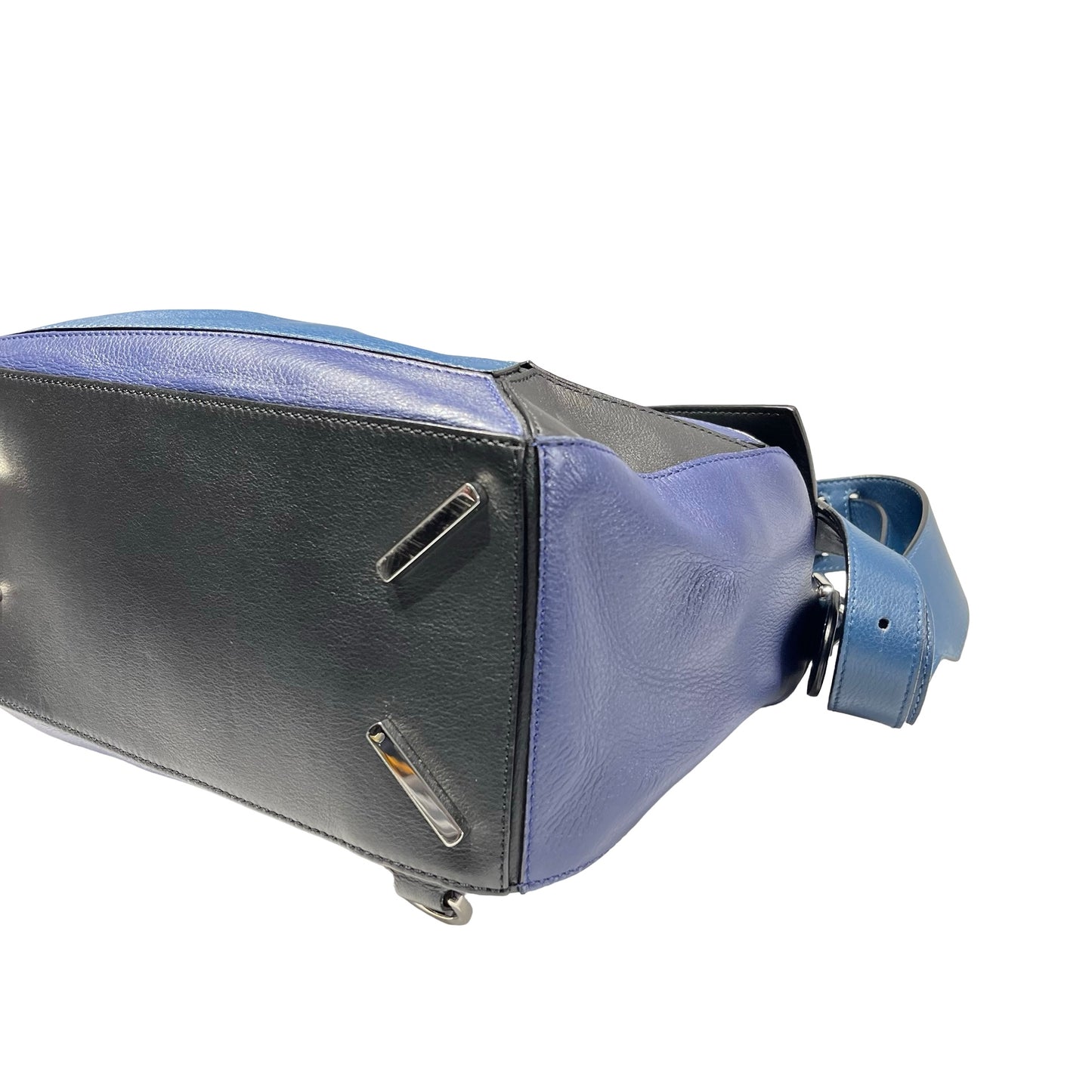 Used Loewe Calfskin Leather Puzzle bag medium Shoulder Bag Navy PHW