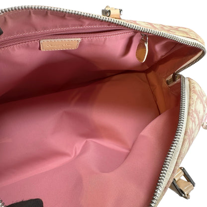 Used DIOR Canvas Trotter Boston Handbag Pink PHW