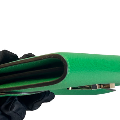 Used HERMES Epsom Calfskin Constance Long wallet Green Silver