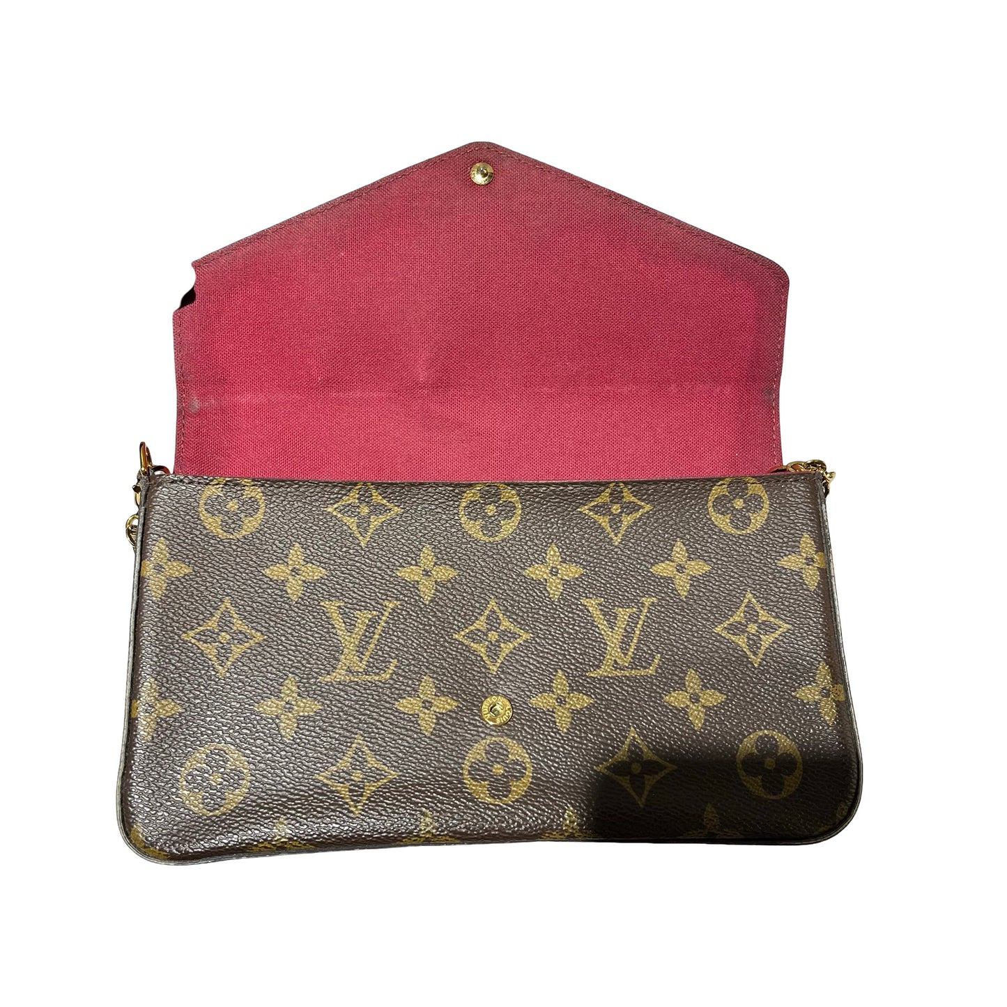 Used LOUIS VUITTON Félicie Pochette Clutch Bag Brown GHW
