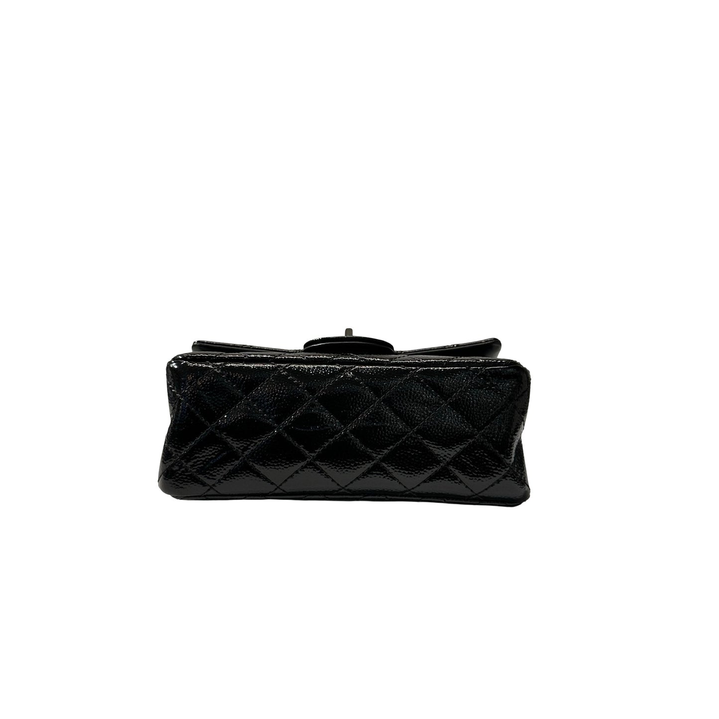 Used CHANEL Patent Leather 2.55 Mini 224 Double Flap Shoulder Bag Black PHW