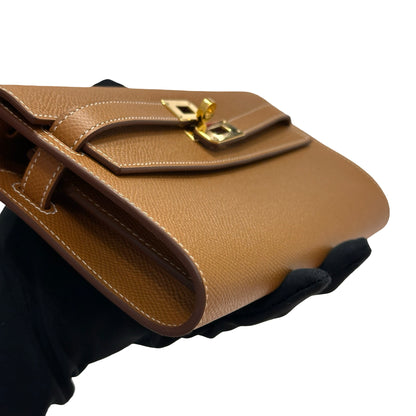 Used HERMÈS Epsom Leather KELLY. TO GO Cross Body Bag Gold (37) GHW