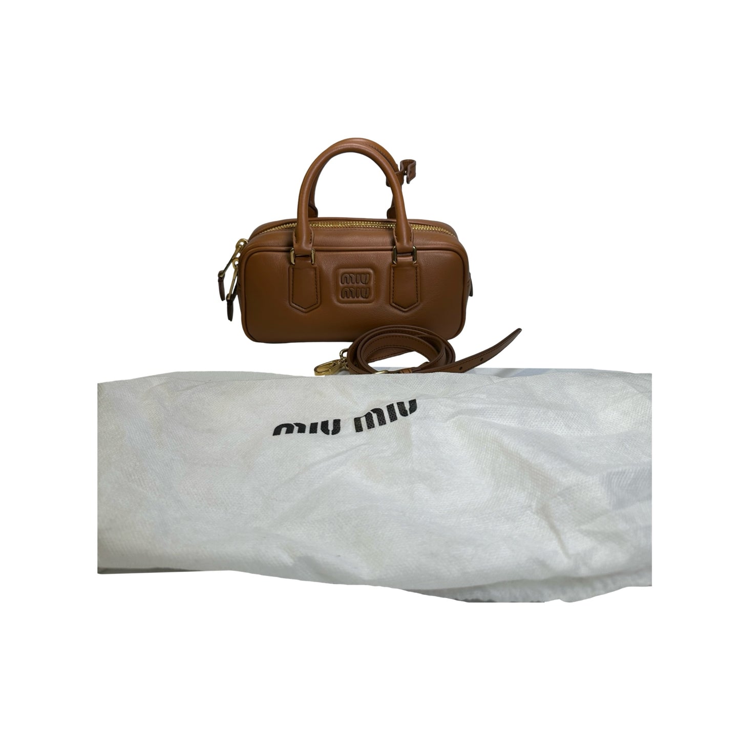 Used MIU MIU Leather Bowling Handbag Brown