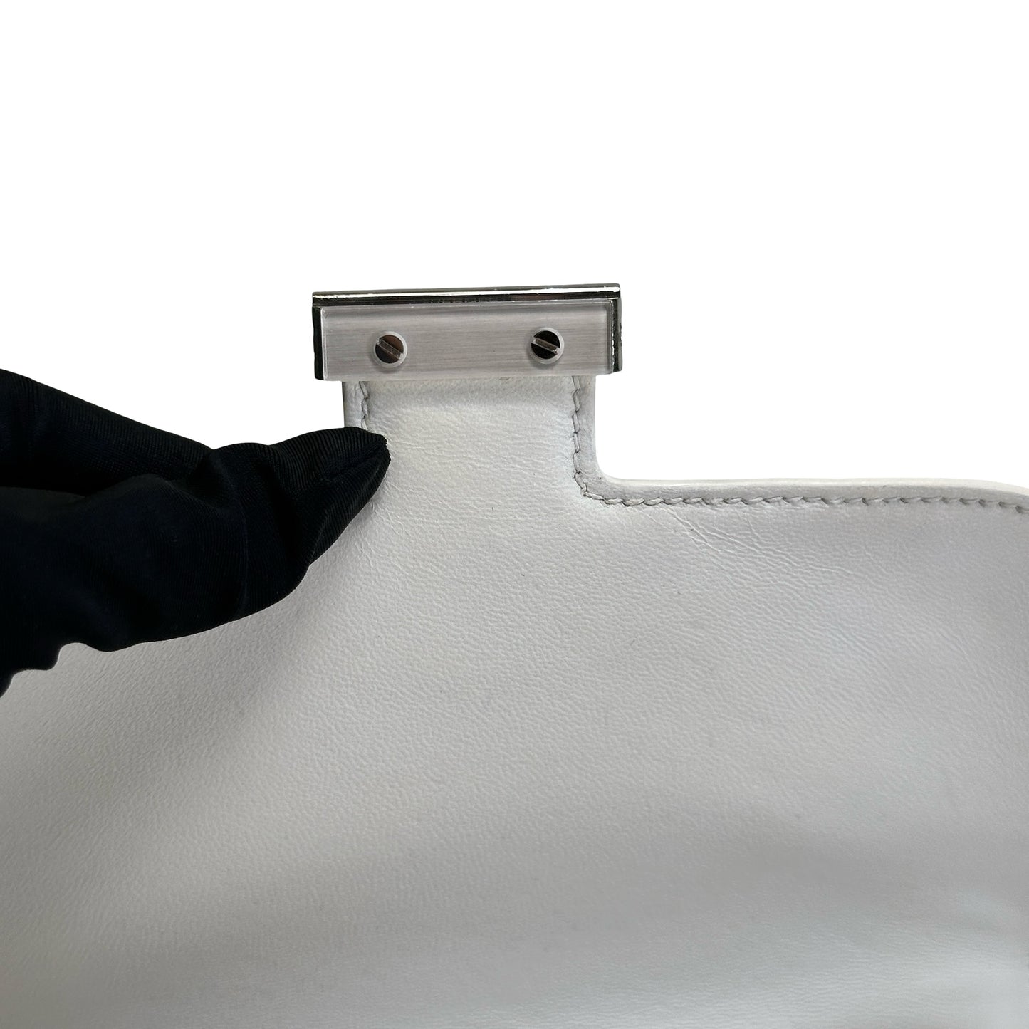 Used HERMES Leather Crocodile Mini Constance Cross body bag White Brown Silver