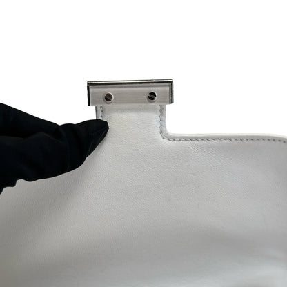 Used HERMES Leather Crocodile Mini Constance Cross body bag White Brown Silver