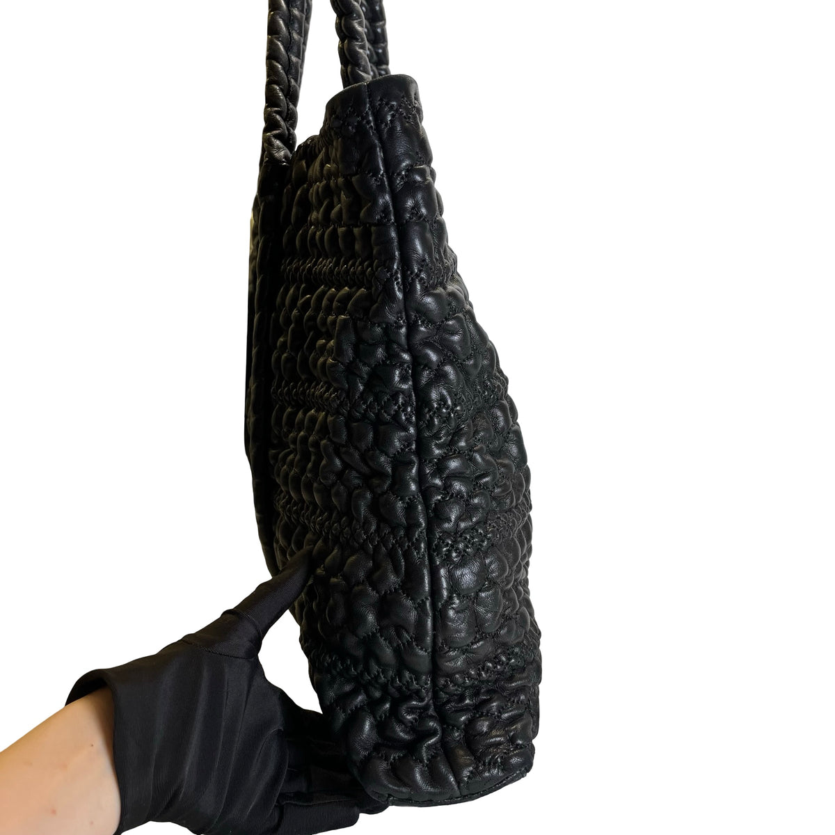 Used CHANEL Lambskin Tote Bag Tote Bag Black Silver