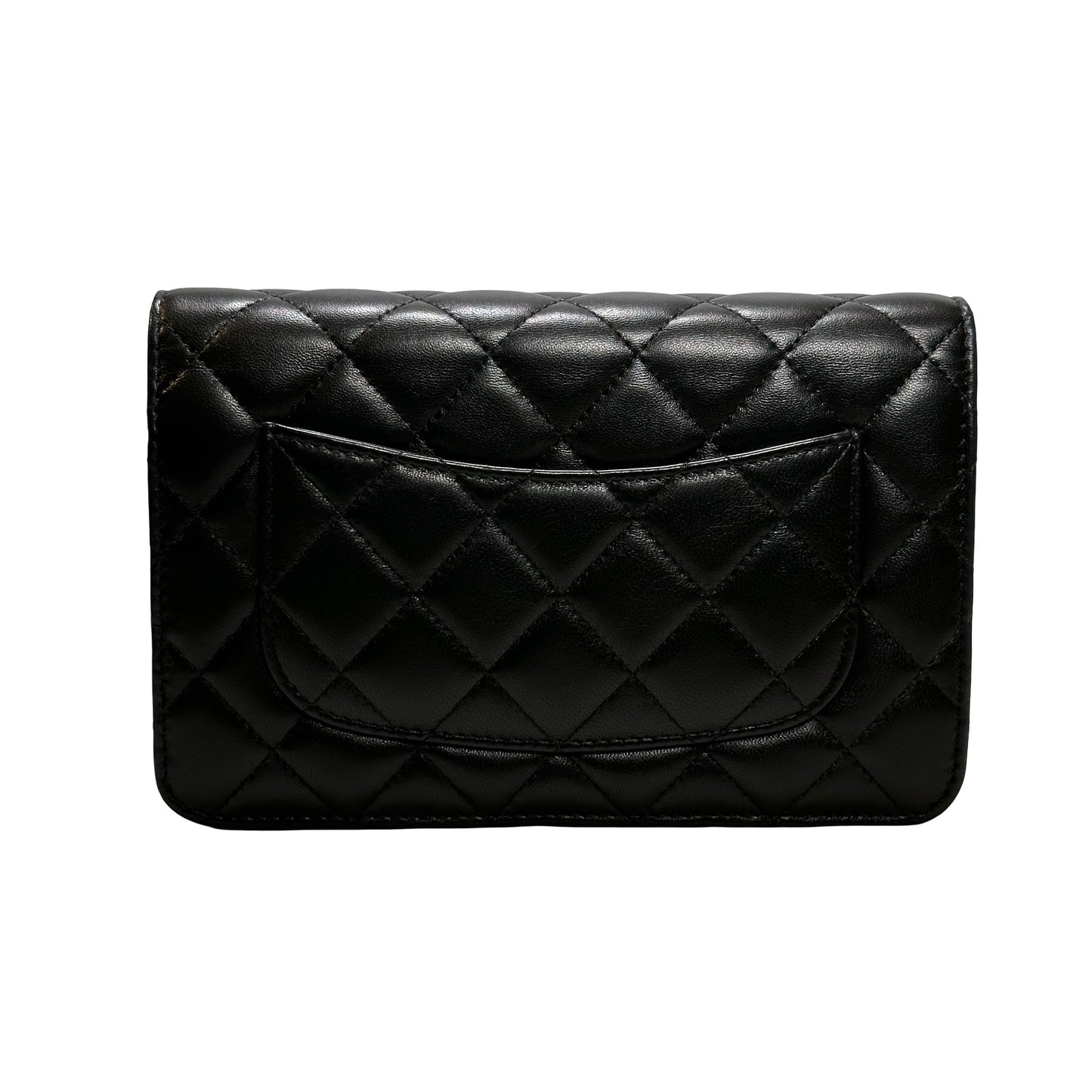 Used CHANEL LAMBSKIN WOC Crossbody Bag BLACK PHW
