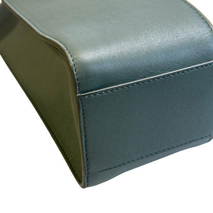 Used BALLY Leather Colorblock Tote Bag Tote Bag Dark Green Beige