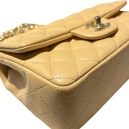 Used CHANEL MINI FLAP 20 CM Mini Bag Beige PHW