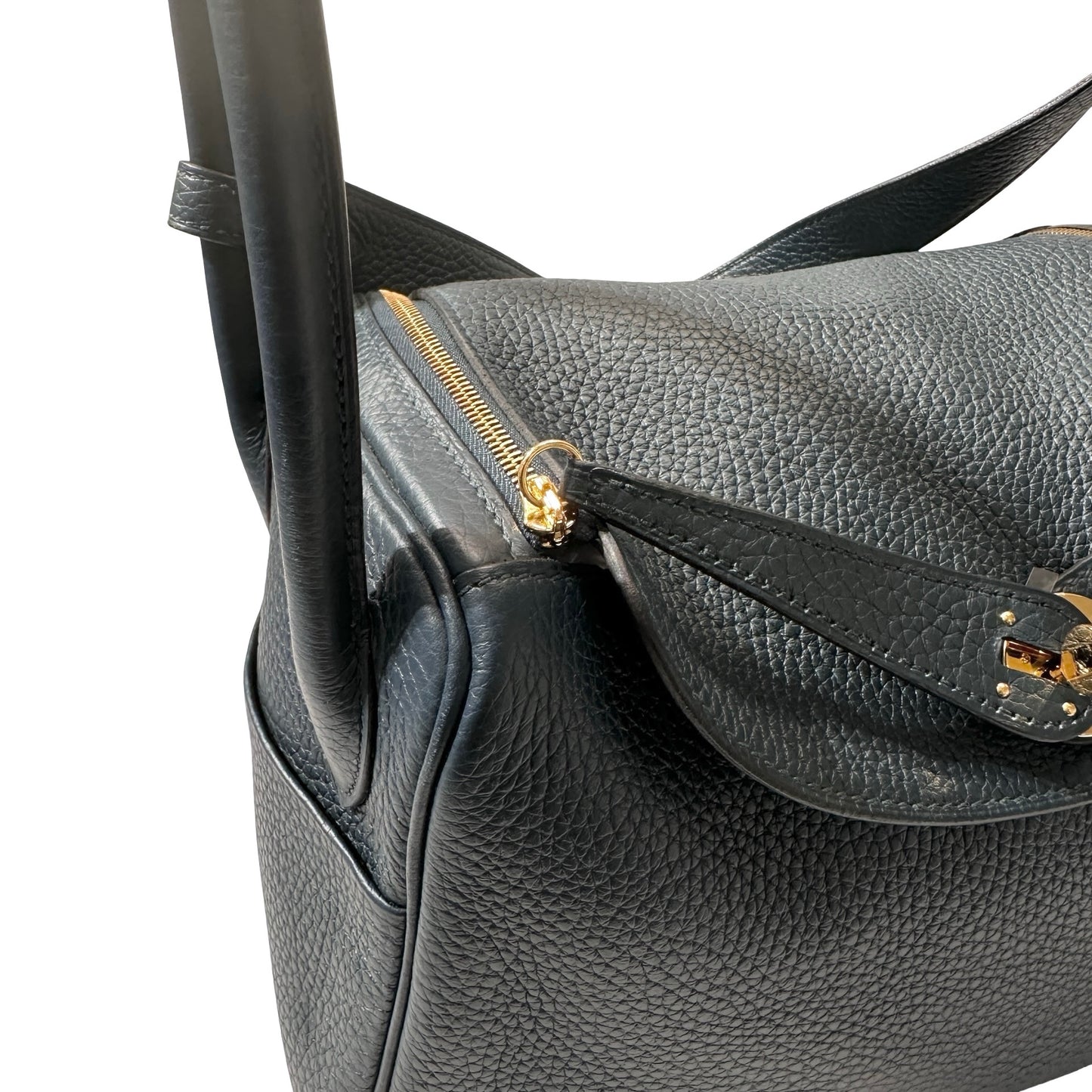 Used Hermès Caviar skin Lindy 26 Shoulder Bag Dark green GHW