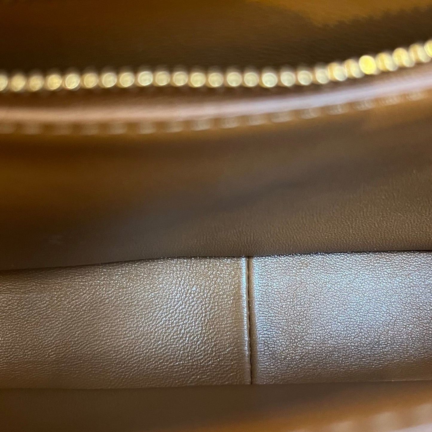 Used CÉLINE Calfskin Leather Triomphe Teen Small Shoulder Bag Natural Tan