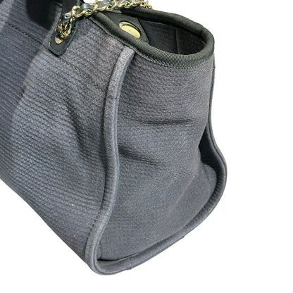 Used CHANEL Canvas Deauville Tote Bag Black GHW