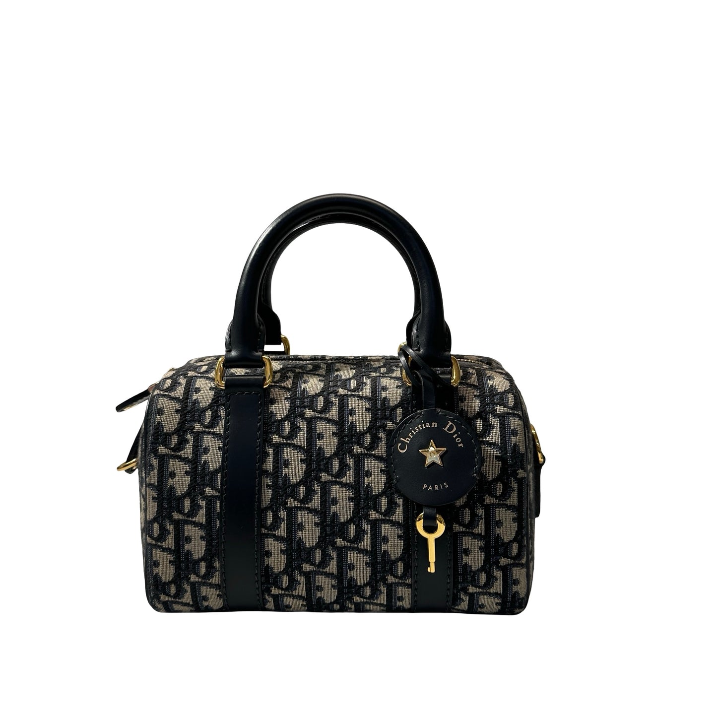 Used DIOR Boston Cross Body Bag Navy GHW
