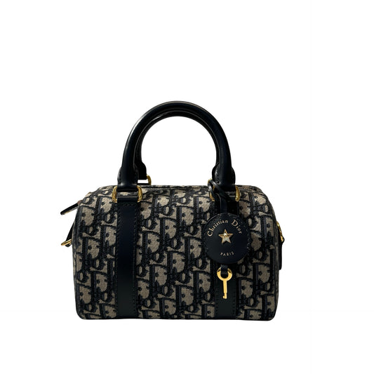 Used DIOR Boston Cross Body Bag Navy GHW
