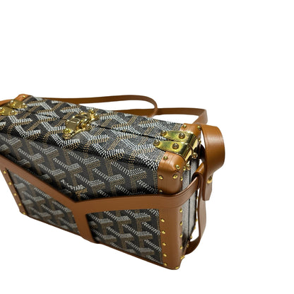Used GOYARD Goyardine Minaudiere Crossbody Bag Black Brown