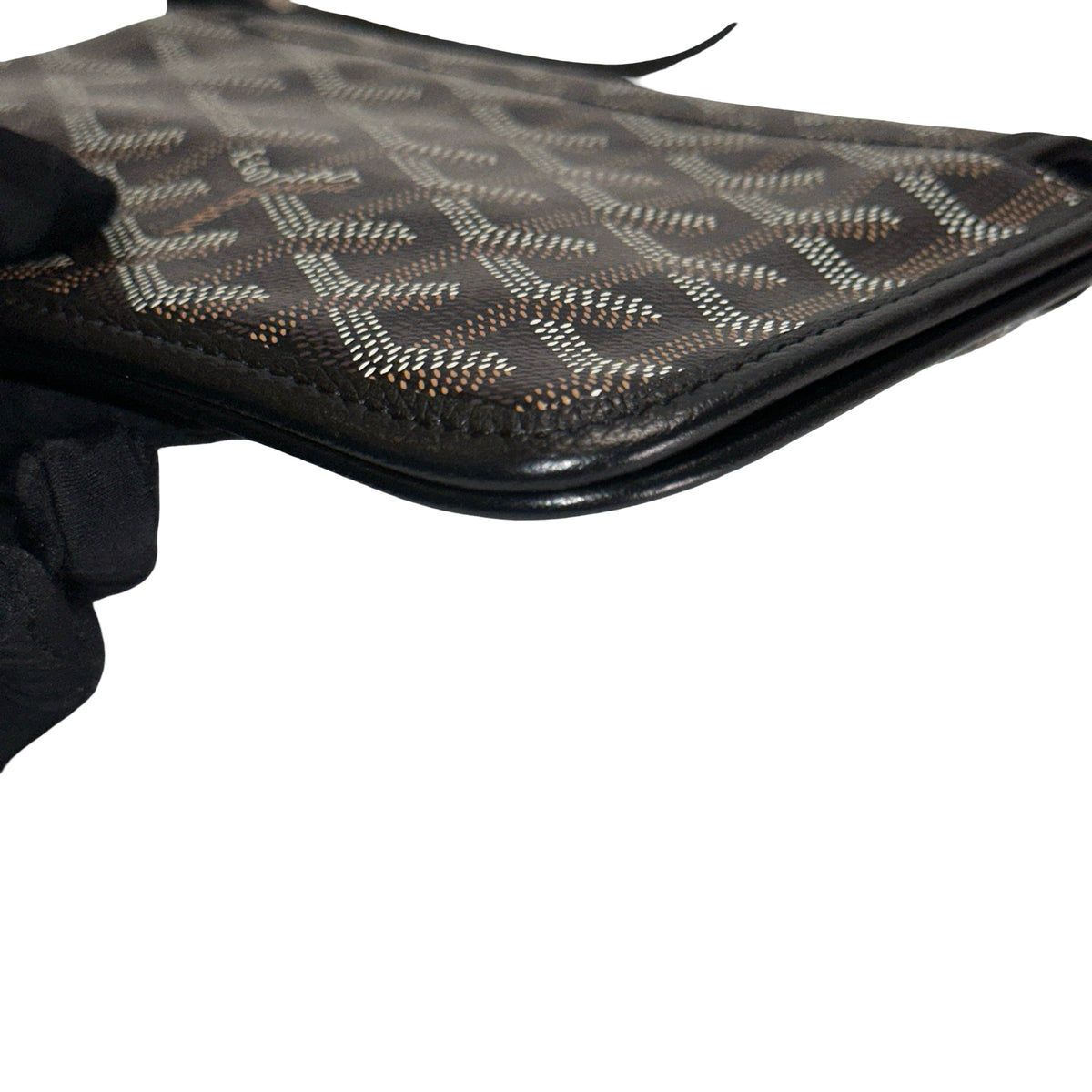 Used GOYARD Goyardine Canvas Plumet Crossbody Bag Black Brown